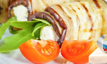 Snack de berenjenas rellenas con La Vaca que rÃe®